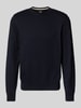 BOSS Gebreide pullover met labelstitching, model 'Pacas' Marineblauw