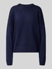 Review Oversized gebreide pullover met ribboorden Marineblauw