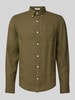 Gant Regular Fit Freizeithemd aus Leinen mit Brusttasche Oliv