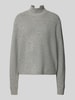 ICHI Gebreide pullover met opstaande kraag en extra brede schouders Middengrijs