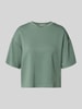 MSCH Copenhagen Boxy fit sweatshirt van viscosemix met 1/2-mouwen Kaki