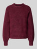 Only Relaxed Fit Strickpullover mit Woll-Anteil Modell 'GILA' Bordeaux