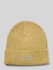 CK Calvin Klein Gebreide muts met kasjmier en labelpatch Mosterdgeel