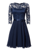 Swing Cocktailjurk van gebloemd kant met uitlopend rokdeel Donkerblauw