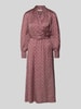 Rinascimento Hemdblusenkleid im Allover-Look mit Gürtel Bordeaux