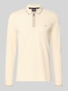 Christian Berg Men slim fit poloshirt met rits Metallic beige