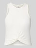 Only Slim fit tanktop met wikkellook, model 'SANDY' Offwhite