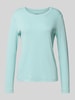 Marc Cain Shirt met lange mouwen en geribde ronde hals Mintgroen