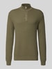 MCNEAL Strickpullover mit gerippten Abschlüssen Oliv