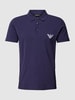 Emporio Armani Poloshirt in effen design, model 'ESSENTIAL' Donkerblauw