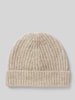 MOS MOSH Beanie mit Label-Stitching Modell 'Lora' Beige