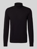 Christian Berg Men Rollkragenpullover mit Woll-Anteil und Label-Stitching Black