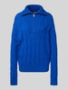 Tommy Hilfiger Relaxed Fit Strickpullover aus reiner Wolle mit Zopf-Muster Royal