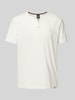 Lerros T-Shirt mit Serafino-Ausschnitt Offwhite