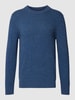 Marc O'Polo Strickpullover mit Logo-Stitching Blau Melange