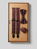 Cinque Bretels in een set met strik en pochet, model 'Enrico' Bordeaux