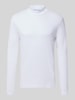 Christian Berg Men Regular Fit Longsleeve aus reiner Baumwolle mit Stehkragen Weiss