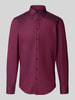 Jake*s Slim fit zakelijk overhemd met structuurmotief Bordeaux