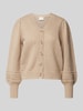 Vila Gebreid jack met knoopsluiting, model 'TULI' Beige