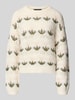 Vero Moda Regular Fit Strickpullover mit Lochstrickmuster Modell 'IDELLE' Offwhite