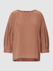 Luisa Cerano Blouse met korte zijsplitten Hazelnootbruin