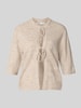 ONLY Regular Fit Strickjacke mit Schnürung Modell 'SIMONI' Ecru Melange