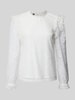 Pieces Blouse met lange mouwen en kant, model 'COLLINE' Wit