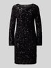 Pieces Regular Fit Paillettenkleid mit Rundhals-Ausschnitt Modell 'KAM' Black