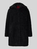 HUGO Płaszcz z futerka o kroju regular fit z wykładanym kołnierzem model ‘MIMINA-1’ Czarny