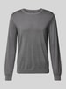 OLYMP Level Five Slim fit gebreide pullover met ronde hals Steengrijs