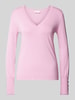 Liu Jo White Strickpullover mit V-Ausschnitt Rosa