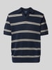 MCNEAL Relaxed fit gebreide polo met V-hals Donkerblauw