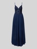 Mascara Abendkleid mit Spitzenbesatz Marine