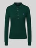 Polo Ralph Lauren Slim fit poloshirt met labelstitching, model 'JULIE' Donkergroen