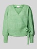 ICHI Gebreide pullover met strikdetail, model 'HOLENE' Lindegroen