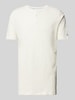 Fynch-Hatton T-shirt met logostitching, model 'Henley' Offwhite gemêleerd