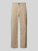 BOSS Orange Relaxed fit corduroy broek met bandplooien, model 'Chino-Shyne' Beige