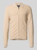 MCNEAL Slim Fit Strickjacke aus Viskose-Mix mit Umlegekragen Sand Melange