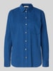 Christian Berg Woman Relaxed fit overhemdblouse in ribcordlook met borstzak Blauw