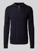 Jack & Jones Premium Gebreide pullover met korte ritssluiting, model 'BLUNORTH' Donkerblauw