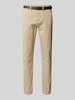 Lindbergh Clasic stretch fit chino met riem Lichtbruin