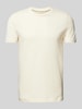 Christian Berg Men T-Shirt mit geripptem Rundhalsausschnitt Metallic Beige