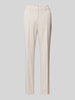 More & More Slim fit stoffen broek met persplooien Zand