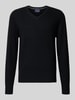 Christian Berg Men Strickpullover aus Wolle-Kaschmir-Mix mit V-Ausschnitt Black