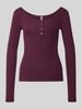PIECES Slim Fit Langarmshirt aus Baumwoll-Mix Modell 'KITTE' Bordeaux