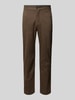 Christian Berg Men Regular fit broek met riemlussen Taupe