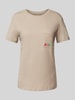 Jake*s Casual T-shirt met motiefstitching Leem