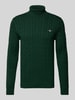 Gant Rollkragenpullover mit Label-Stitching Dunkelgruen