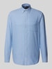 Christian Berg Men Regular fit vrijetijdsoverhemd met button-downkraag Metallic blauw