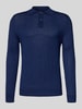 Christian Berg Men Slim fit gebreide pullover van wolmix Donkerblauw gemêleerd